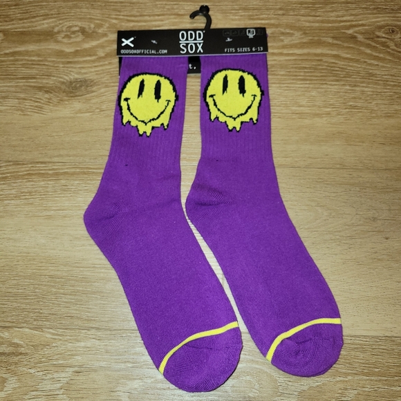 Odd Sox Other - ODD SOX Drippy Happy Face Crew Socks Size 6 - 13 New Purple